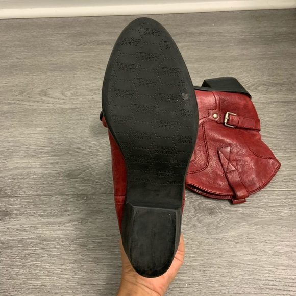 Franco Sarto Red Leather Pull Up Cowboy Booties 7M - Picture 6 of 8